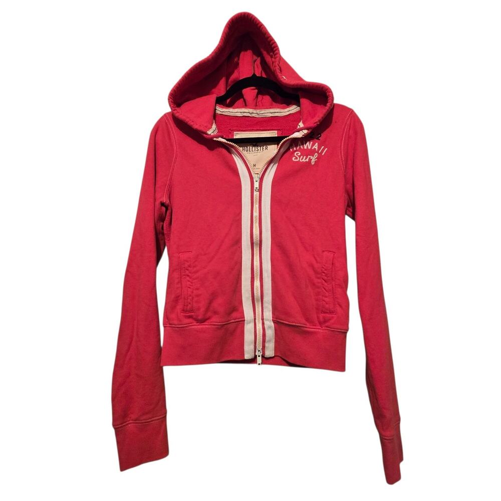 Vtg 90s Y2K Hollister 1922 Hawaii Surf Muscle Sweatshirt Hoodie Womens MED Red